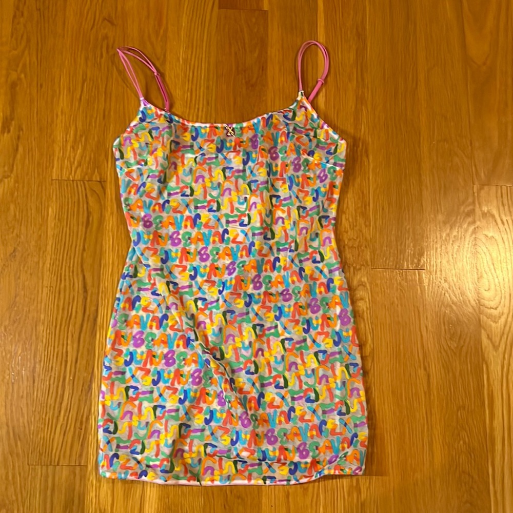 Savage X Infinity Lace Love Print Slip Size Medium Mult-Color Print New With Tag